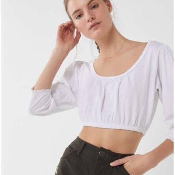 Urban Outfitters UO Maleia Puff Sleeve Cropped Top - Picture 3 of 10